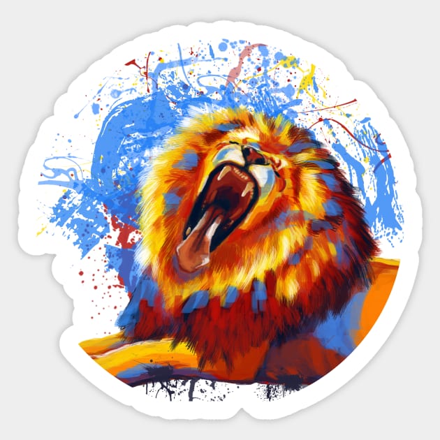 Lion Yawn Sticker by Flo Art Studio